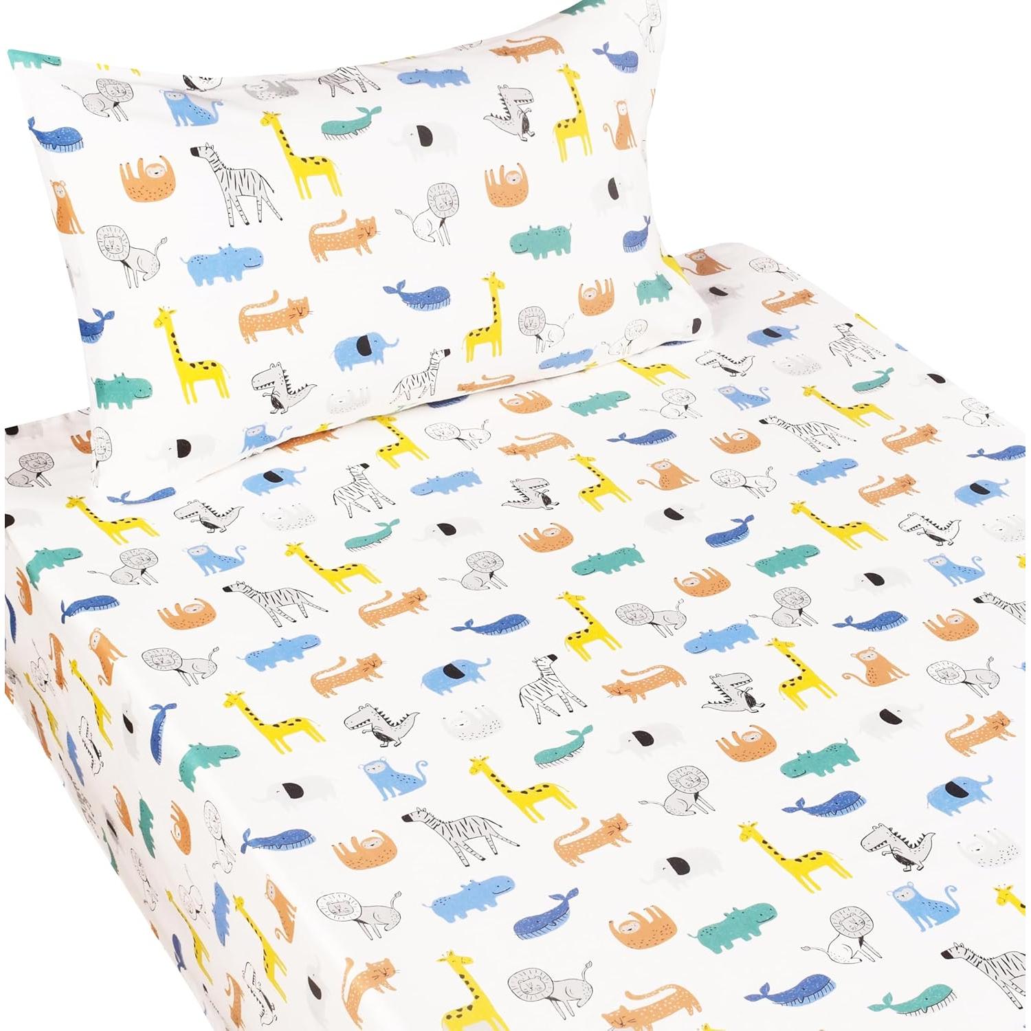 Juego de Sábanas Twin 3 Piezas Algodón Scientific Sleep Animales