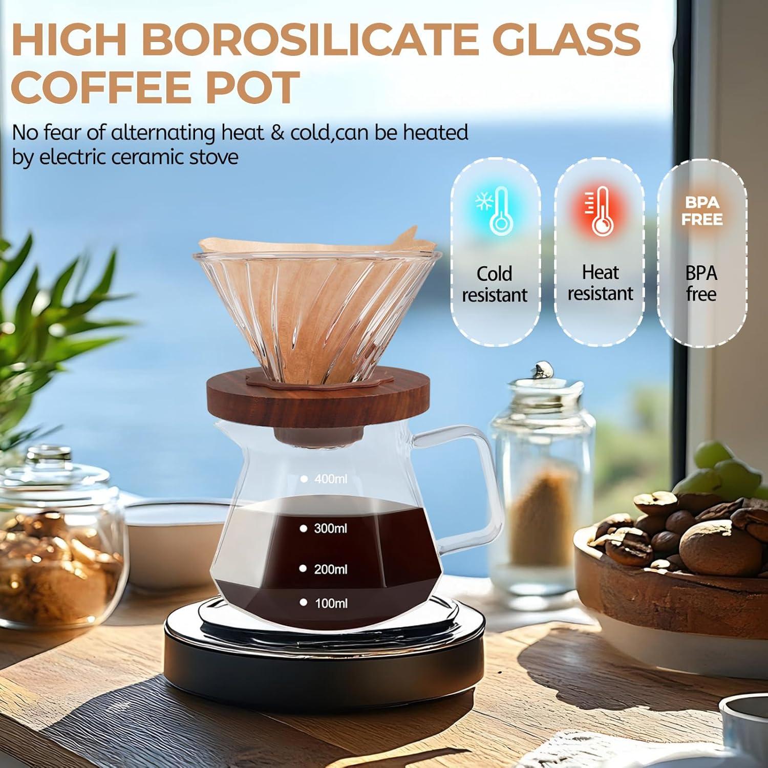Cafetera de Goteo Mogrecha 400ml Vidrio Borosilicato + 50 Filtros