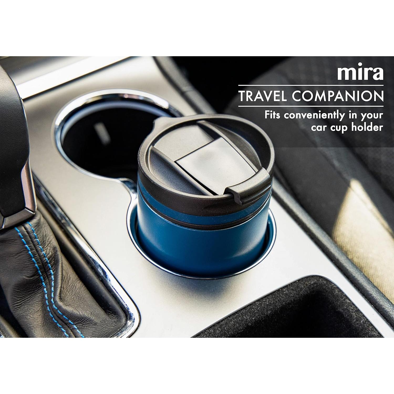 Taza de Café de Viaje MIRA 12 oz Acero Inoxidable Azul