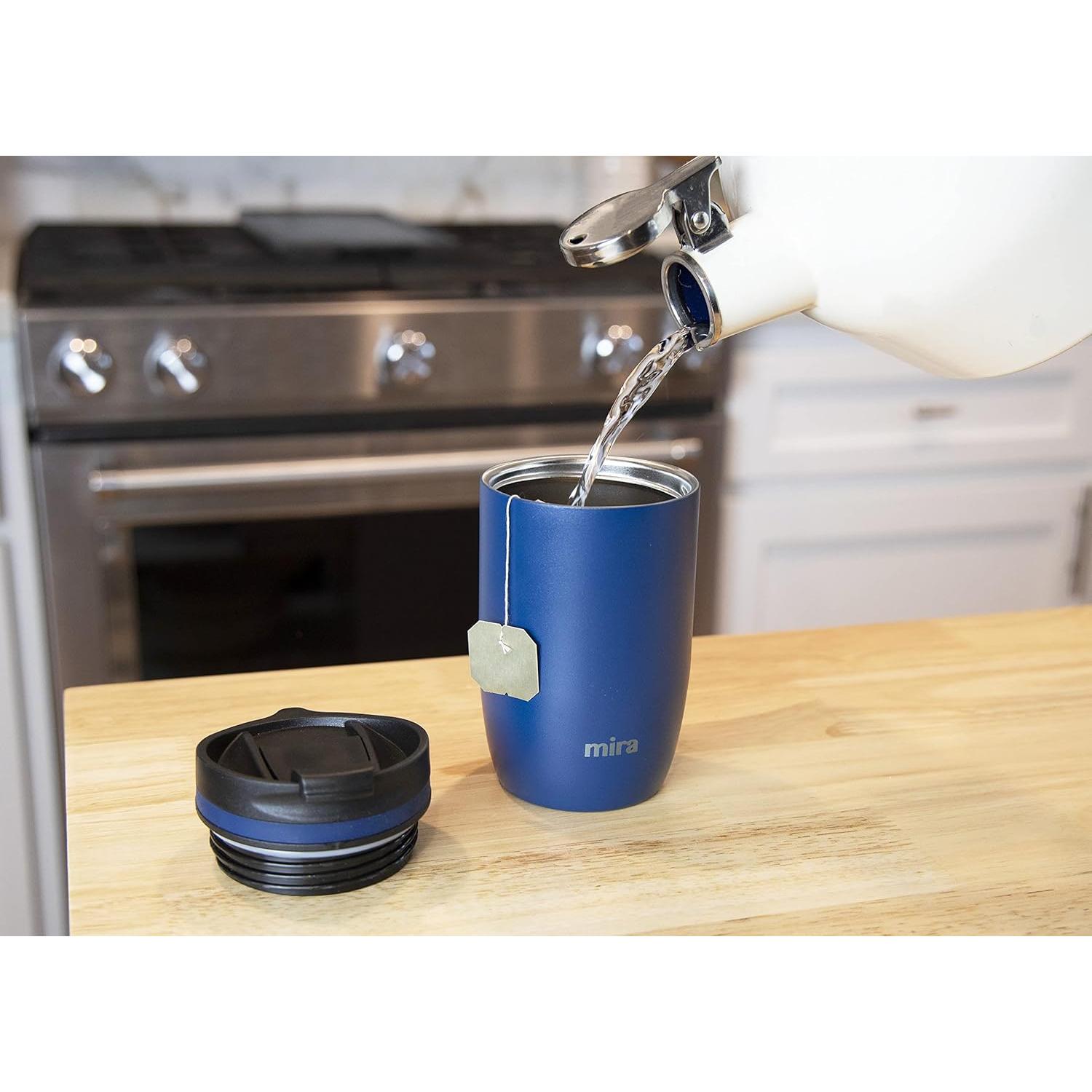 Taza de Café de Viaje MIRA 12 oz Acero Inoxidable Azul