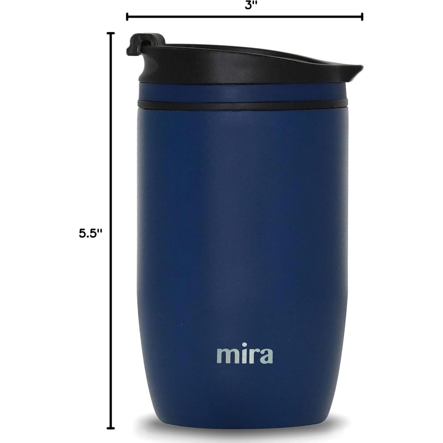 Taza de Café de Viaje MIRA 12 oz Acero Inoxidable Azul