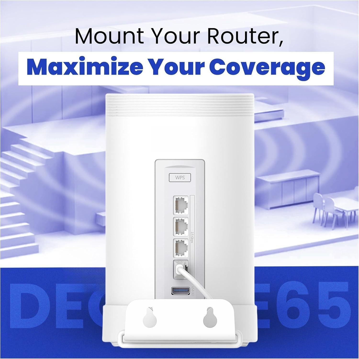 Soporte de Pared para TP-Link Deco BE63/BE65/BE67/BE68/BE10000/BE11000/BE14000 - Aluminio Blanco con Estante para Cables