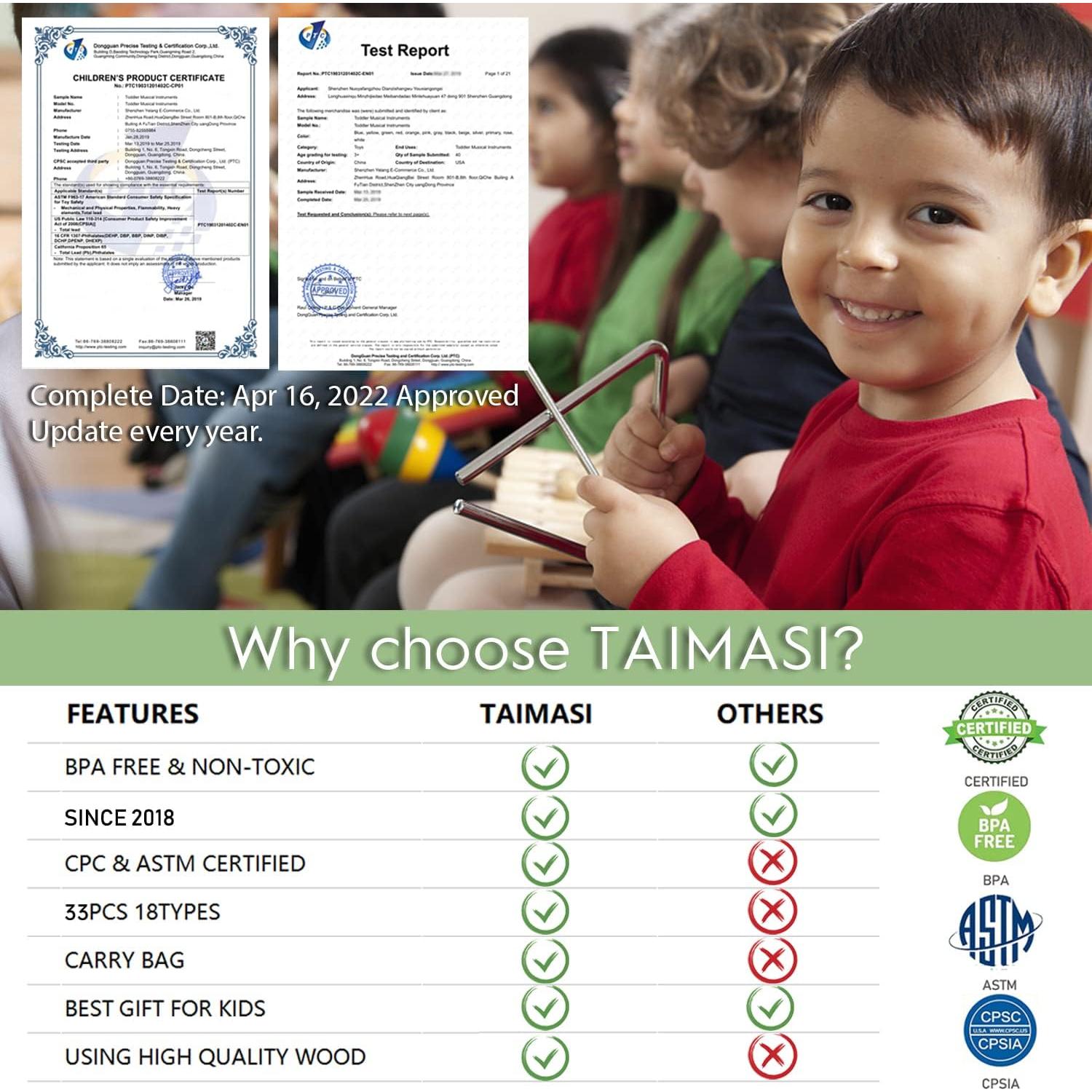 Conjunto de Instrumentos Musicales Taimasi 33Pcs para Niños