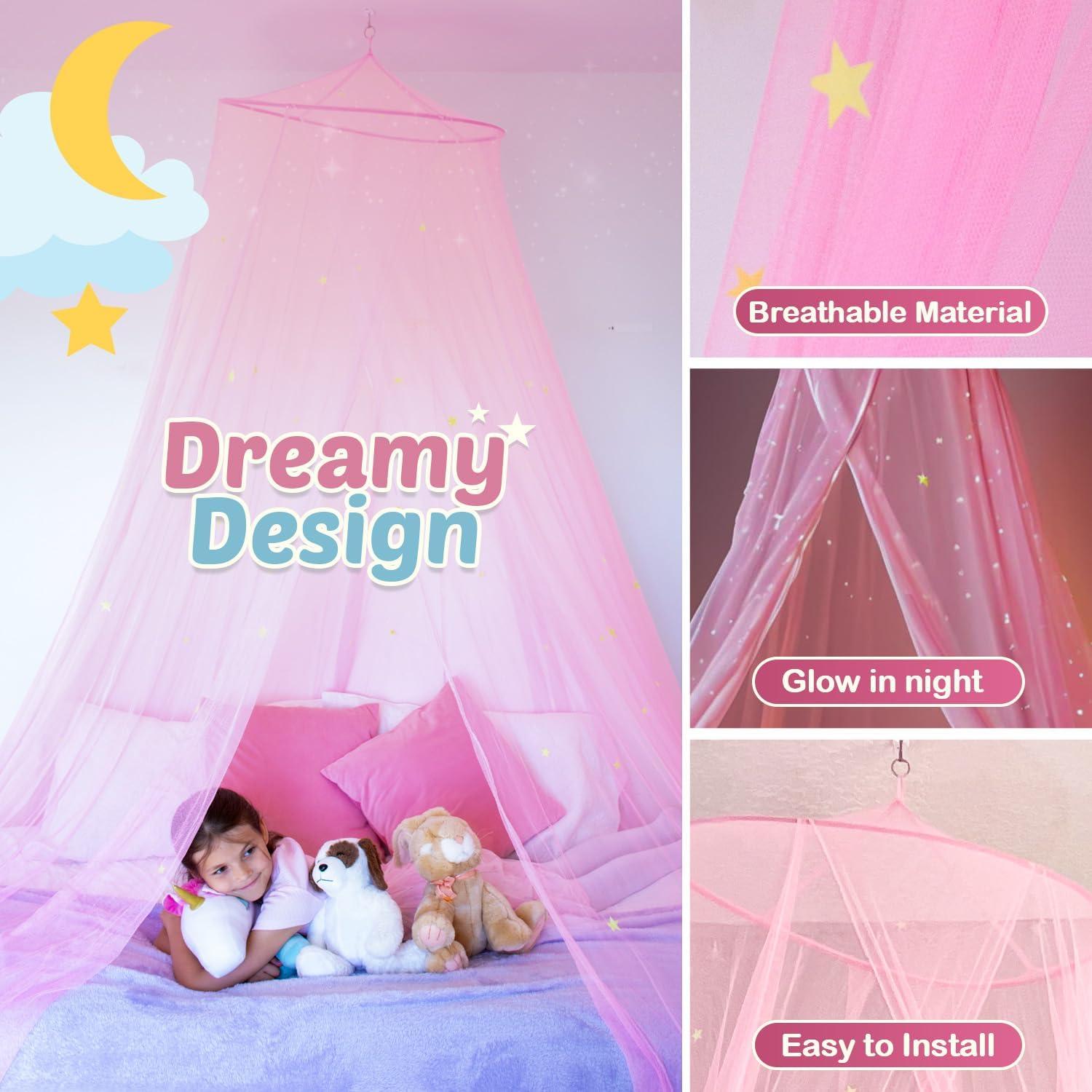 Dosel Rosa para Cama de Niñas - 10 TO 6 PICKS - Fácil Instalación