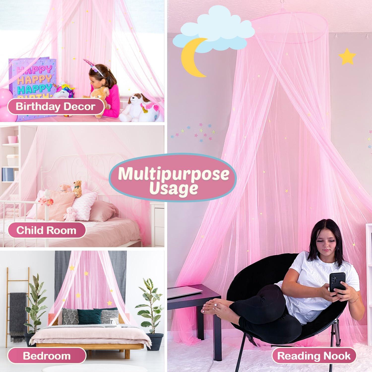 Dosel Rosa para Cama de Niñas - 10 TO 6 PICKS - Fácil Instalación