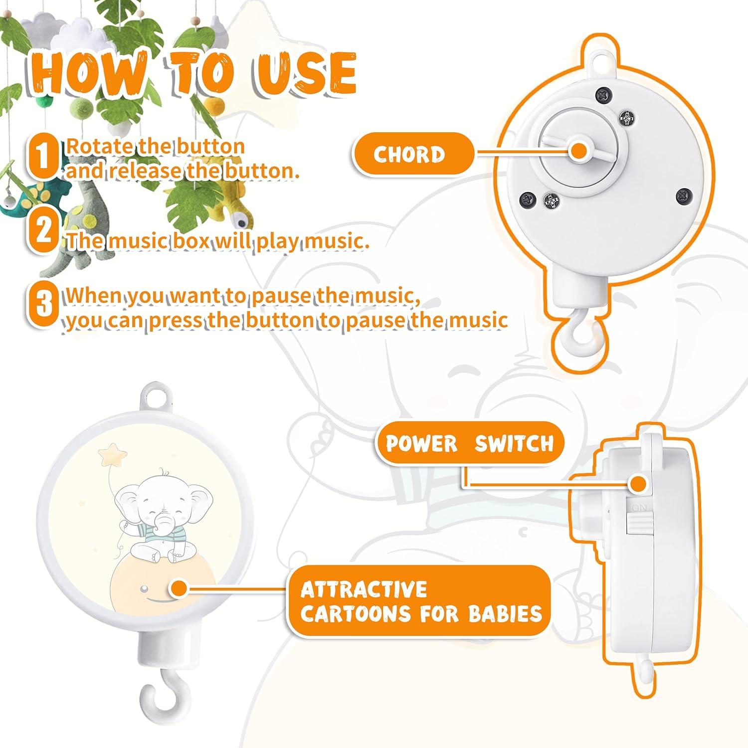 Brazo móvil ajustable para cuna SWSHENR con caja musical