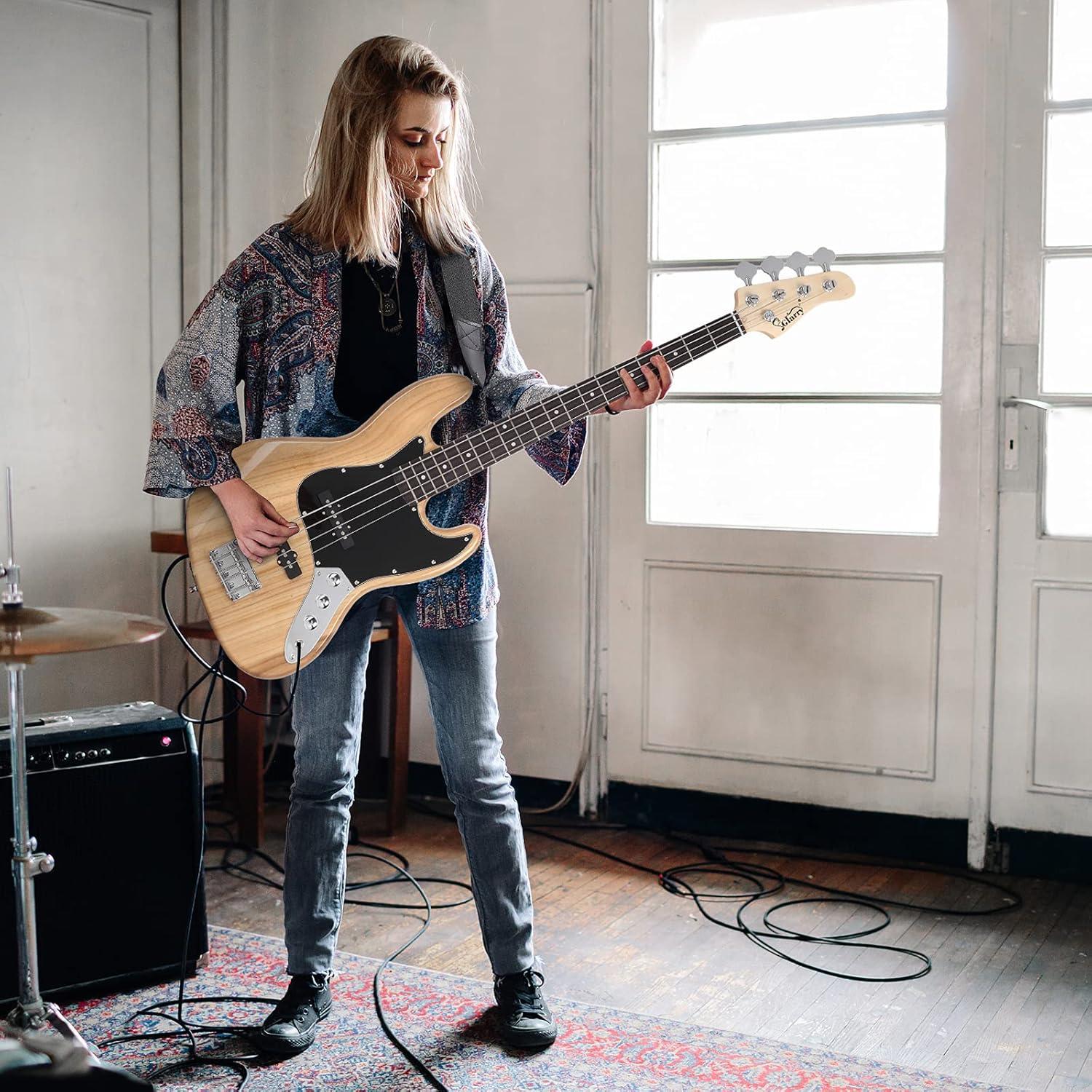 Guitarra Eléctrica Bajo GJ Glarry 4 Cuerdas Amarillo Natural