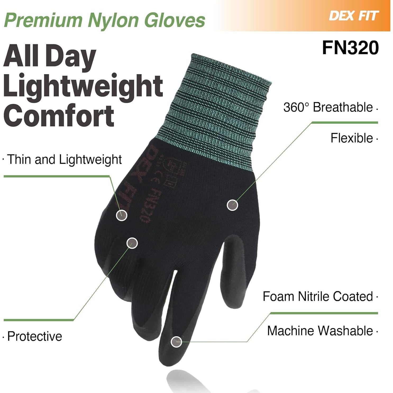 Guantes de Trabajo DEX FIT FN320 Nitrilo 3 Pares X-Pequeño
