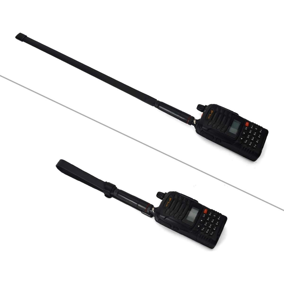 Antena Plegable BNC HYS Doble Banda 2m/70cm 144/430MHz Negra