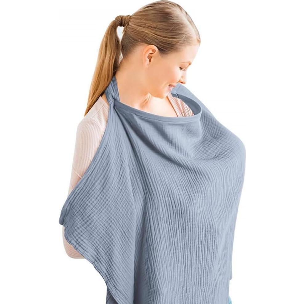 Fular de Lactancia KaeDa Versátil 75x95cm Algodón Azul Claro