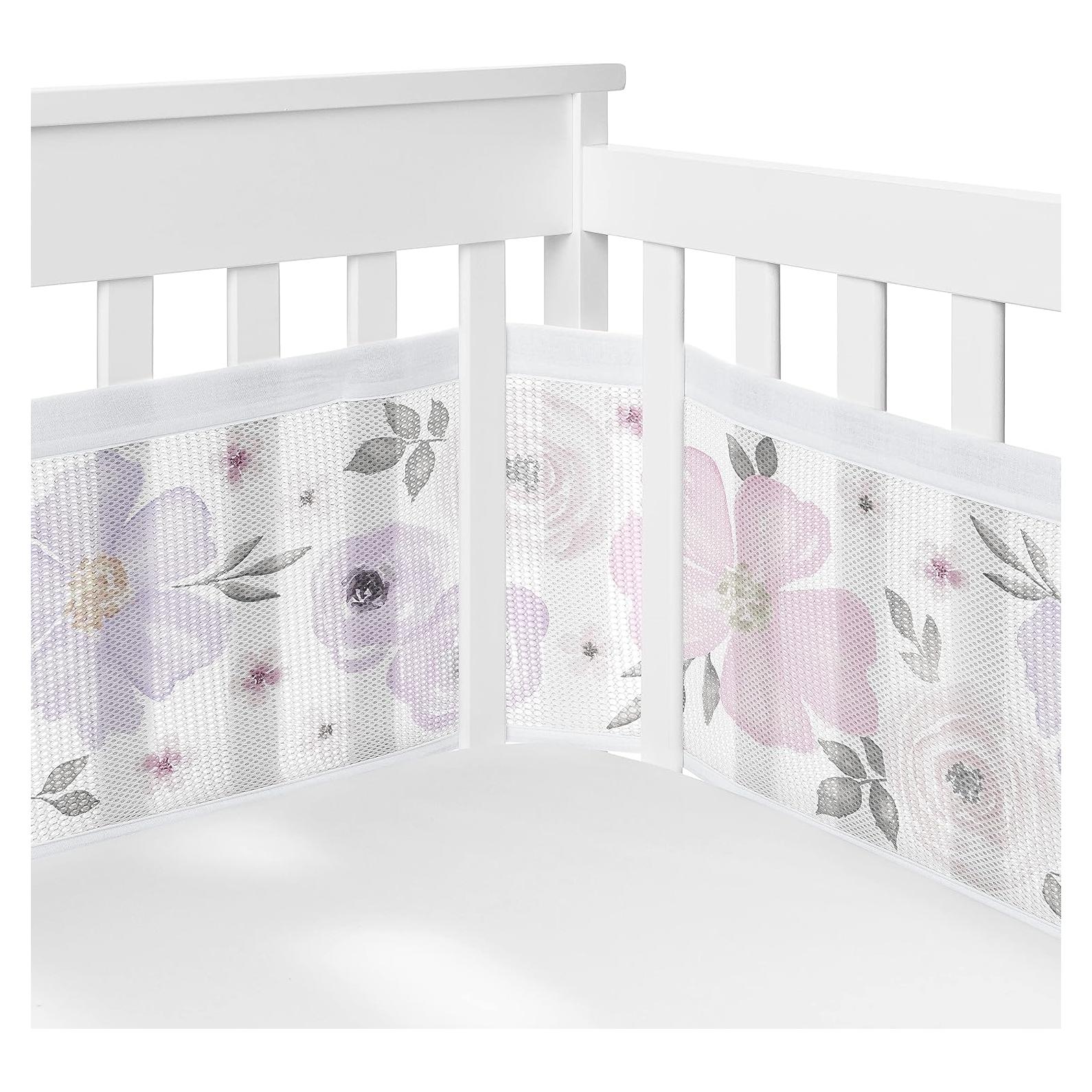 Forro de Cuna de Malla Sweet Jojo Designs 2 Piezas Floral Lavanda