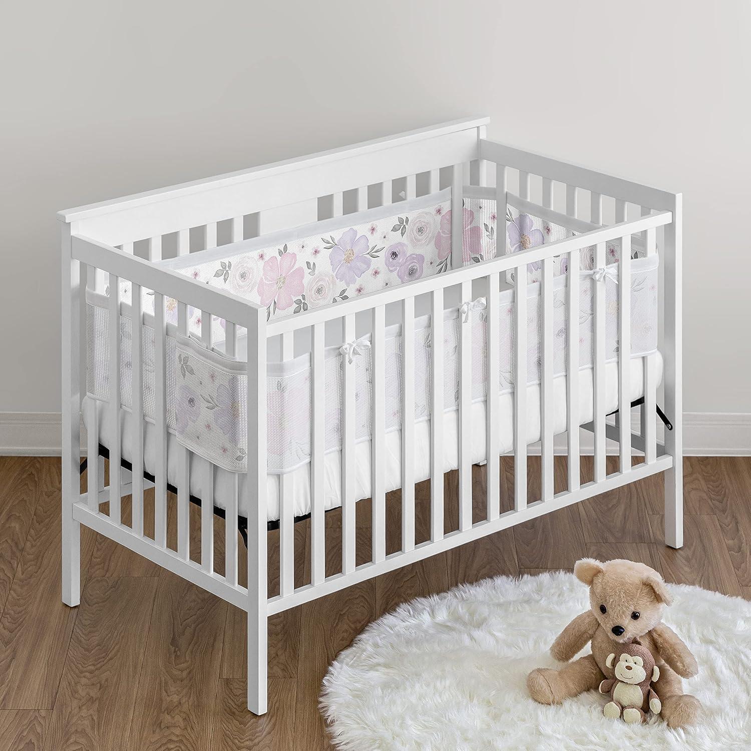 Forro de Cuna de Malla Sweet Jojo Designs 2 Piezas Floral Lavanda