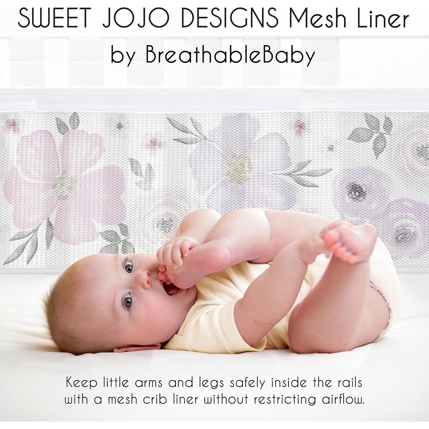 Forro de Cuna de Malla Sweet Jojo Designs 2 Piezas Floral Lavanda