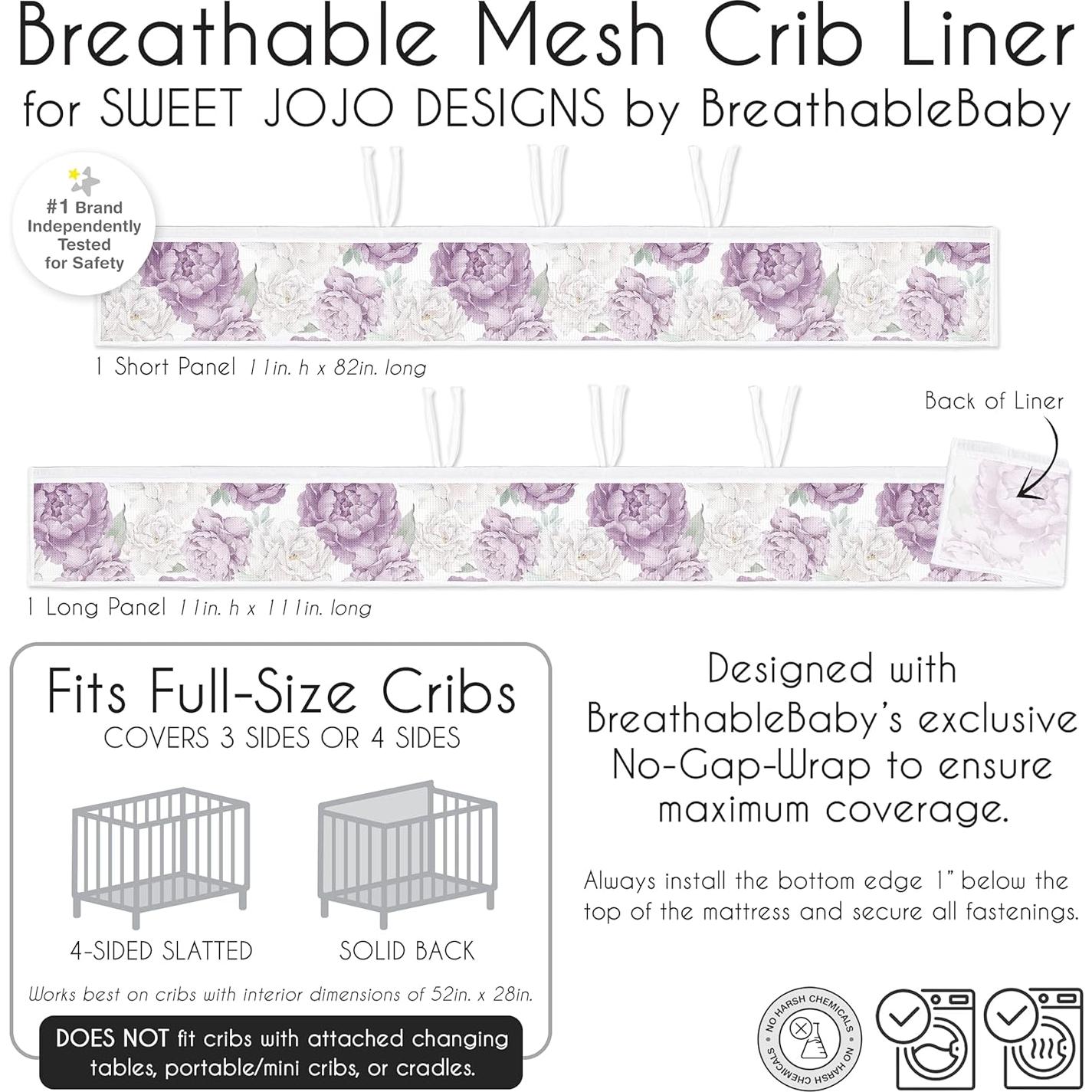 Forro de Cuna de Malla Sweet Jojo Designs 2 Piezas Floral