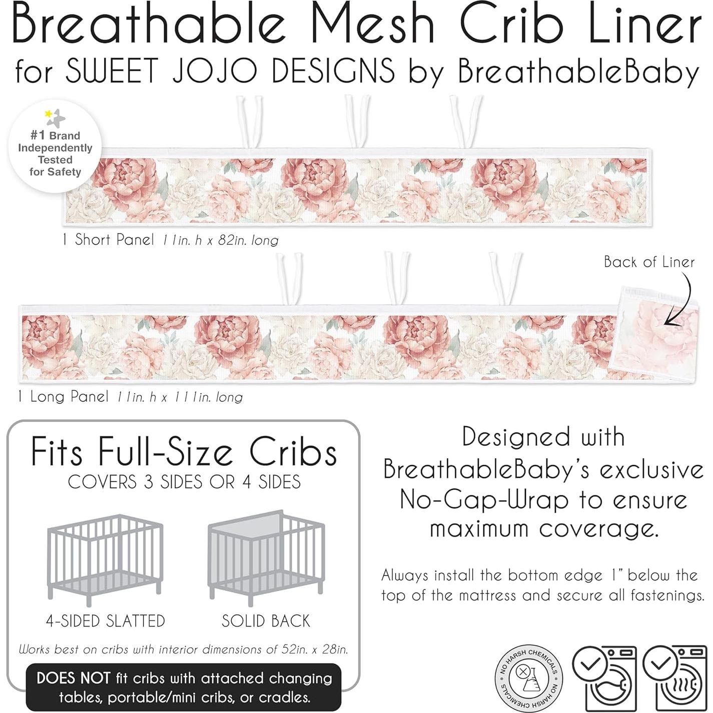 Forro de Cuna de Malla Sweet Jojo Designs Rosa Boho 2 Piezas