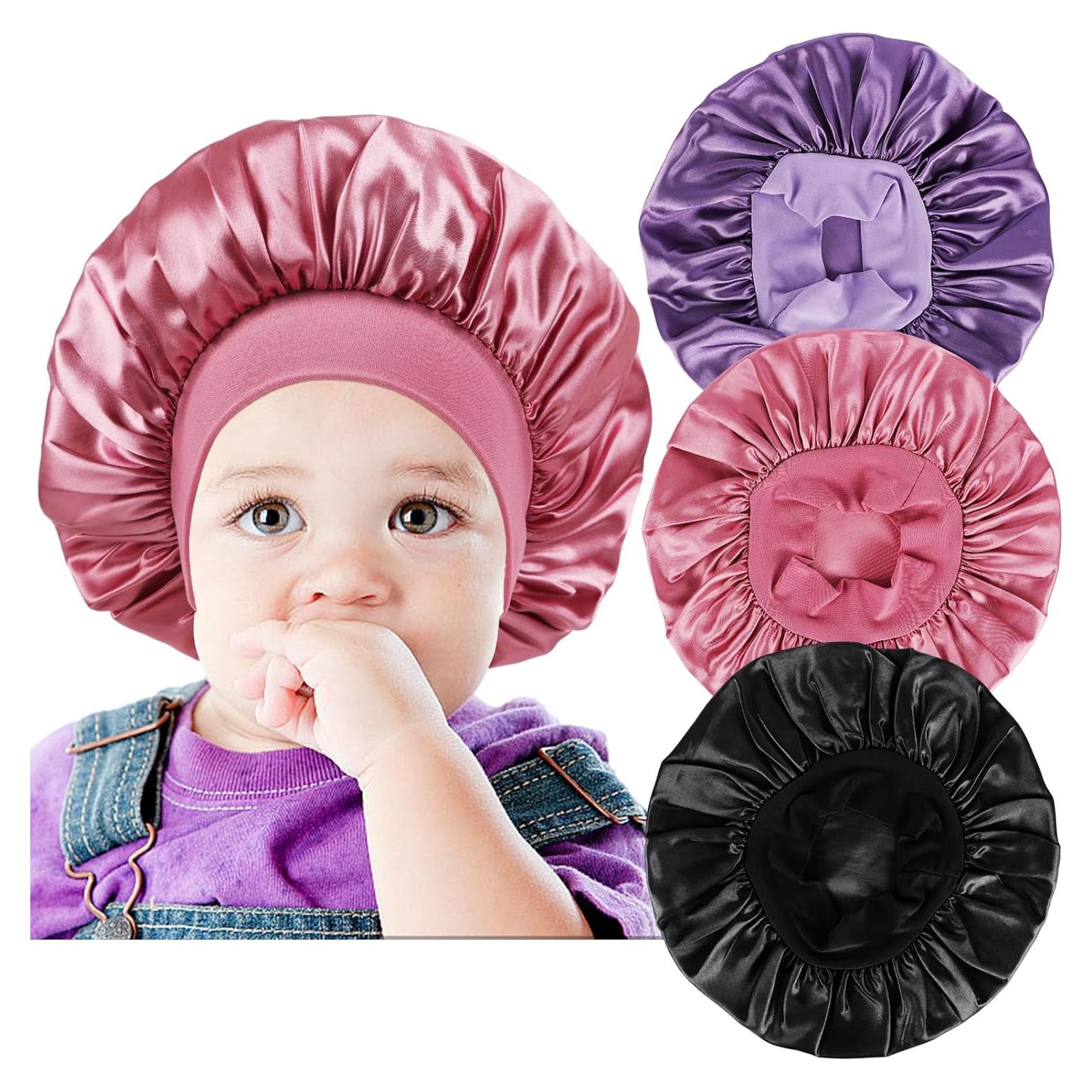 Bonete de Satén para Bebés LBYLUS - 3 Piezas, Ajustable 25 cm