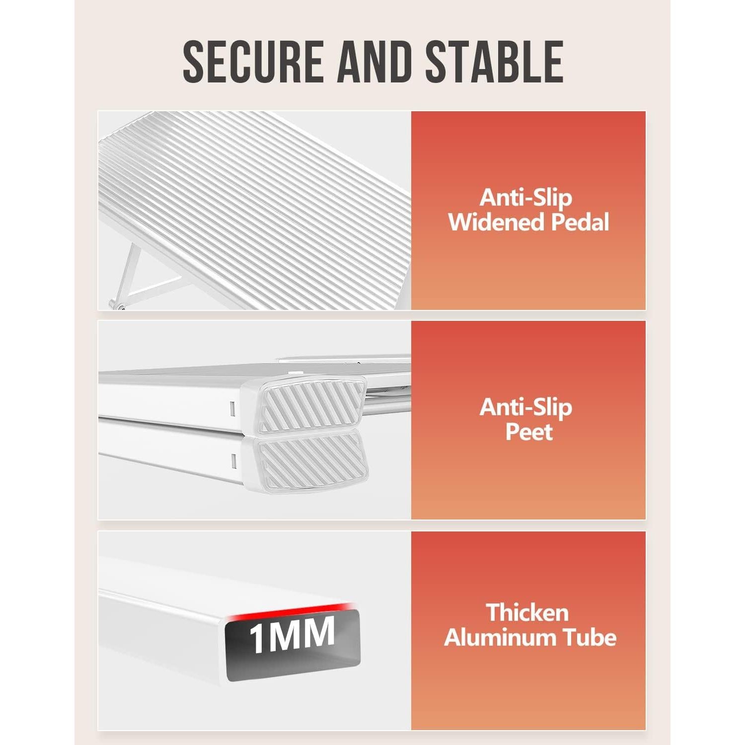 Escalera de 3 pasos WOA WOA, aluminio ligero, blanca