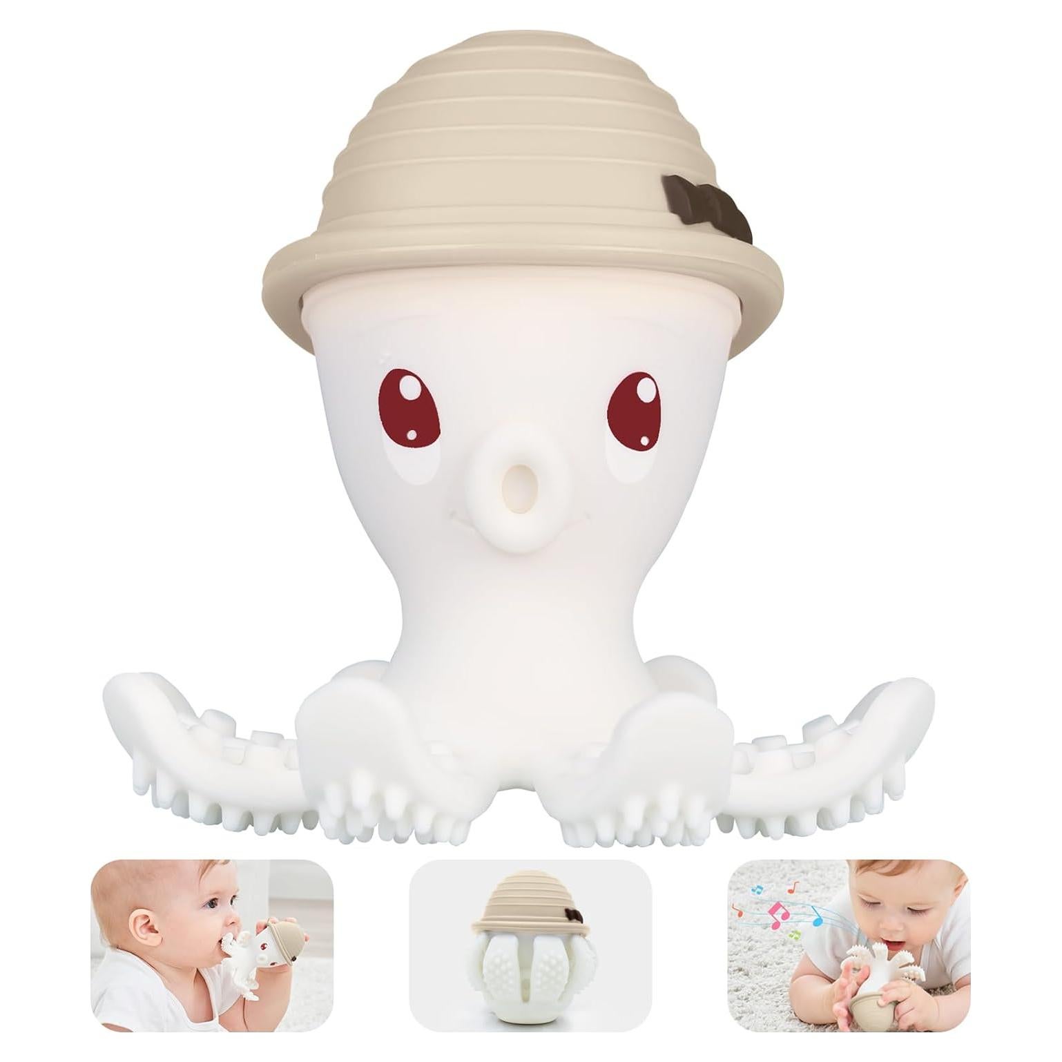 Mordedor Pulpo Mombella de Silicona para Bebés 3 Meses Albaricoque