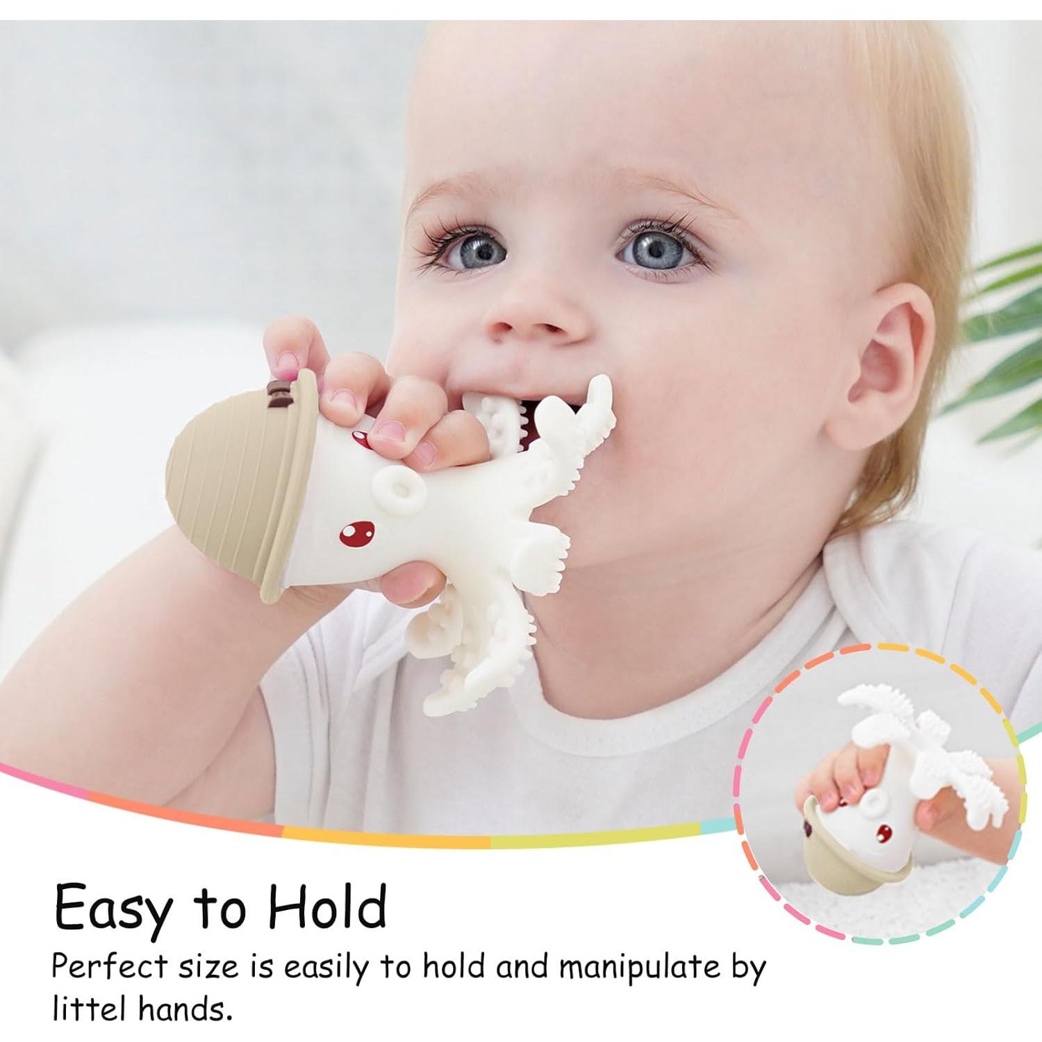 Mordedor Pulpo Mombella de Silicona para Bebés 3 Meses Albaricoque