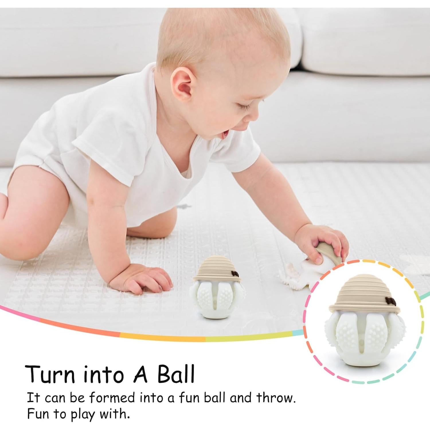 Mordedor Pulpo Mombella de Silicona para Bebés 3 Meses Albaricoque