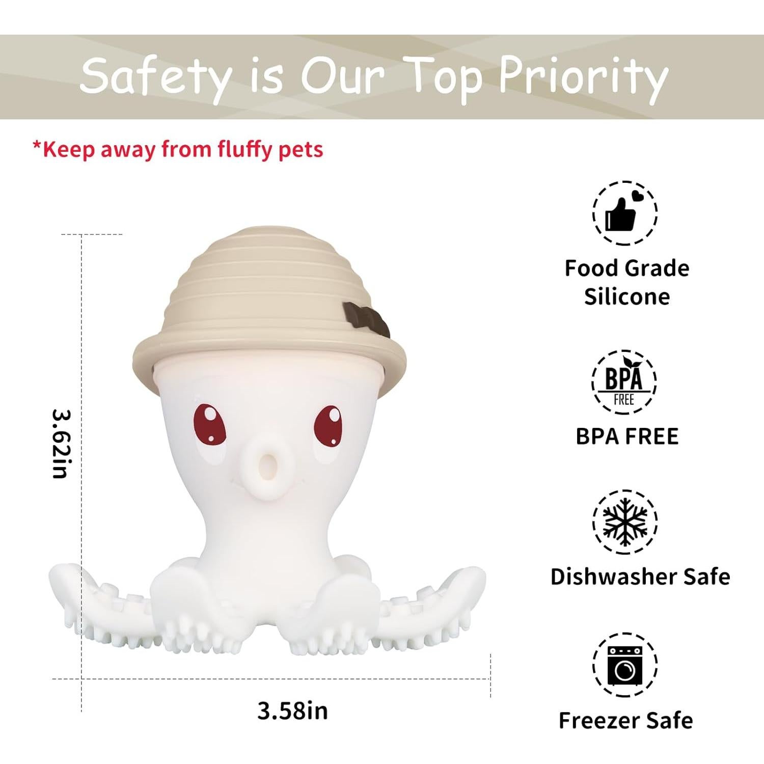 Mordedor Pulpo Mombella de Silicona para Bebés 3 Meses Albaricoque