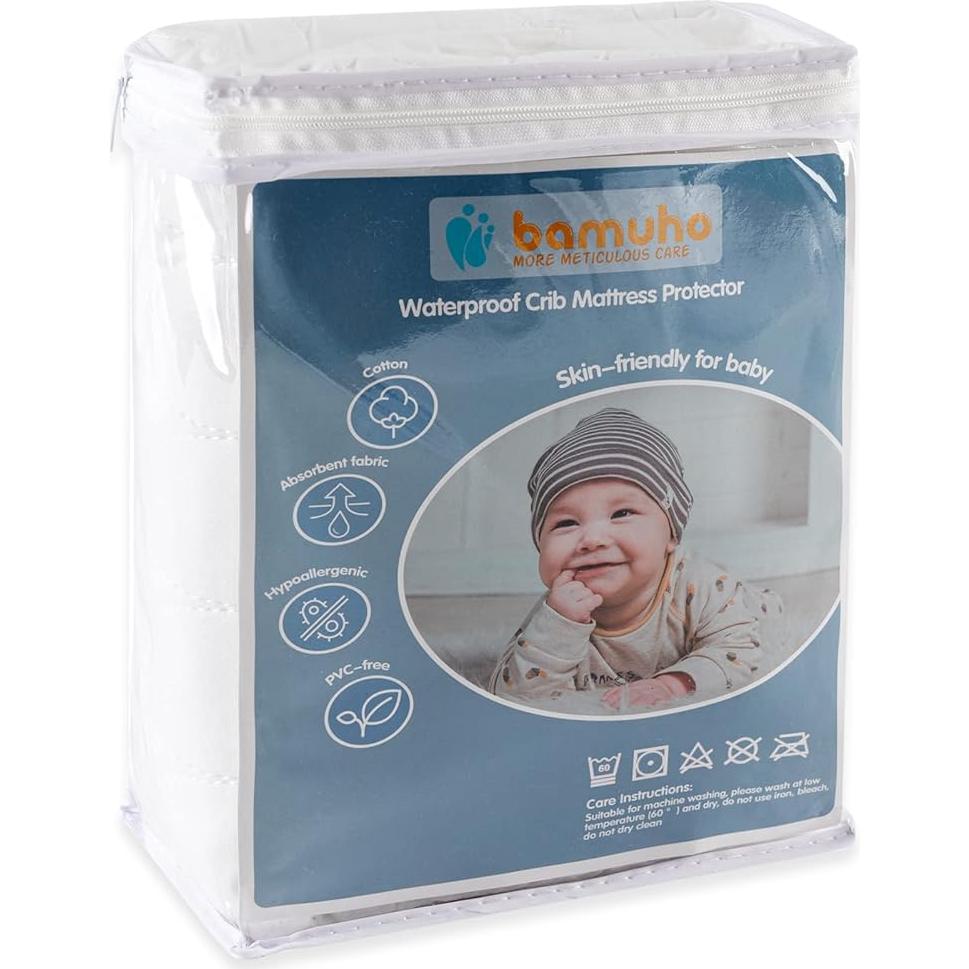 Protector de Colchón de Cuna Bamuho Algodón Impermeable 132x71cm
