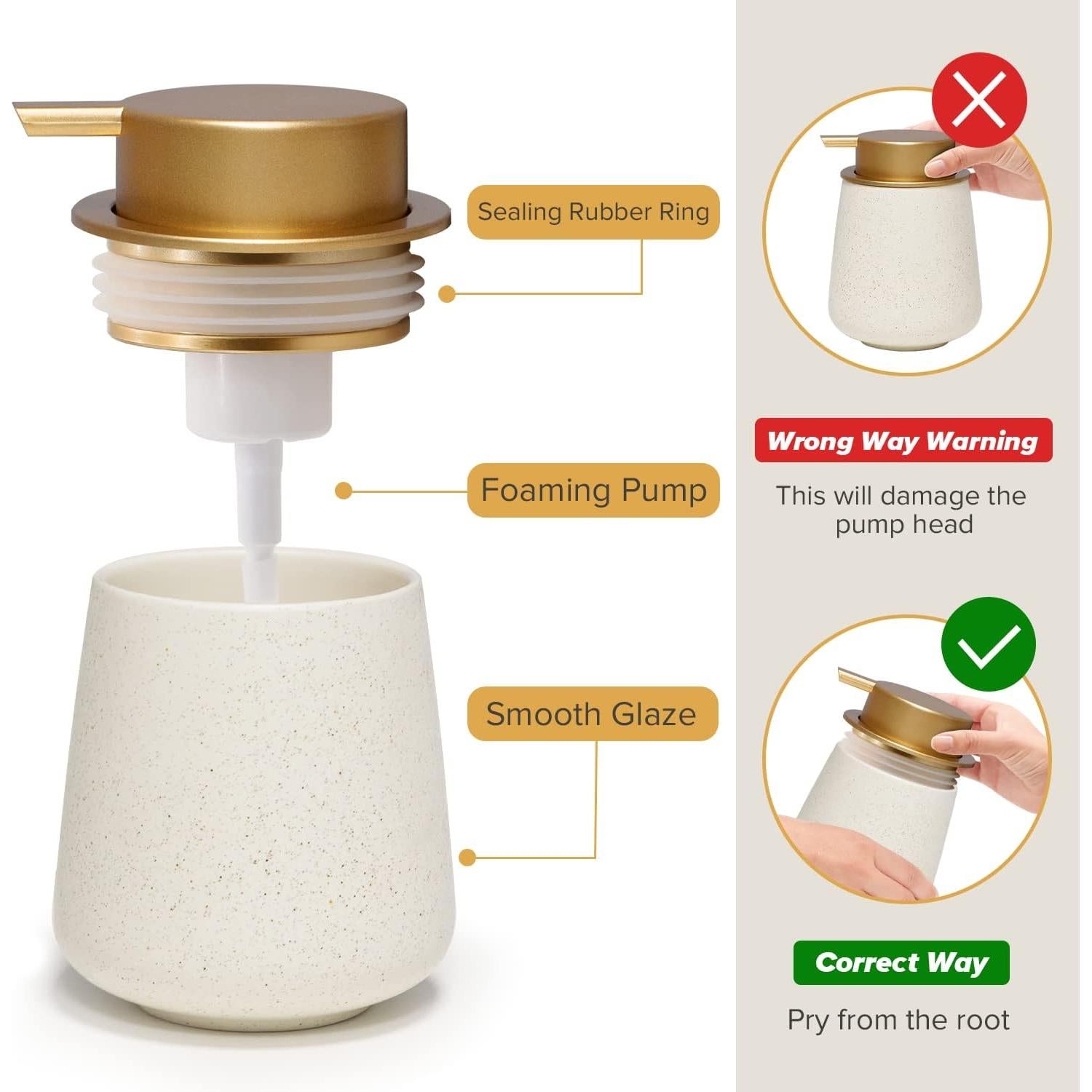 Dispensador de Jabón Espumoso HOTBABY 400ml Cerámica Dorado