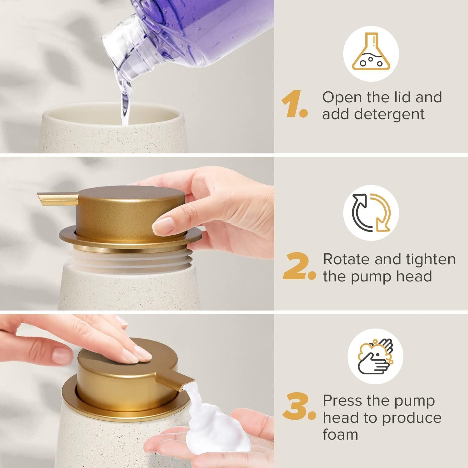 Dispensador de Jabón Espumoso HOTBABY 400ml Cerámica Dorado