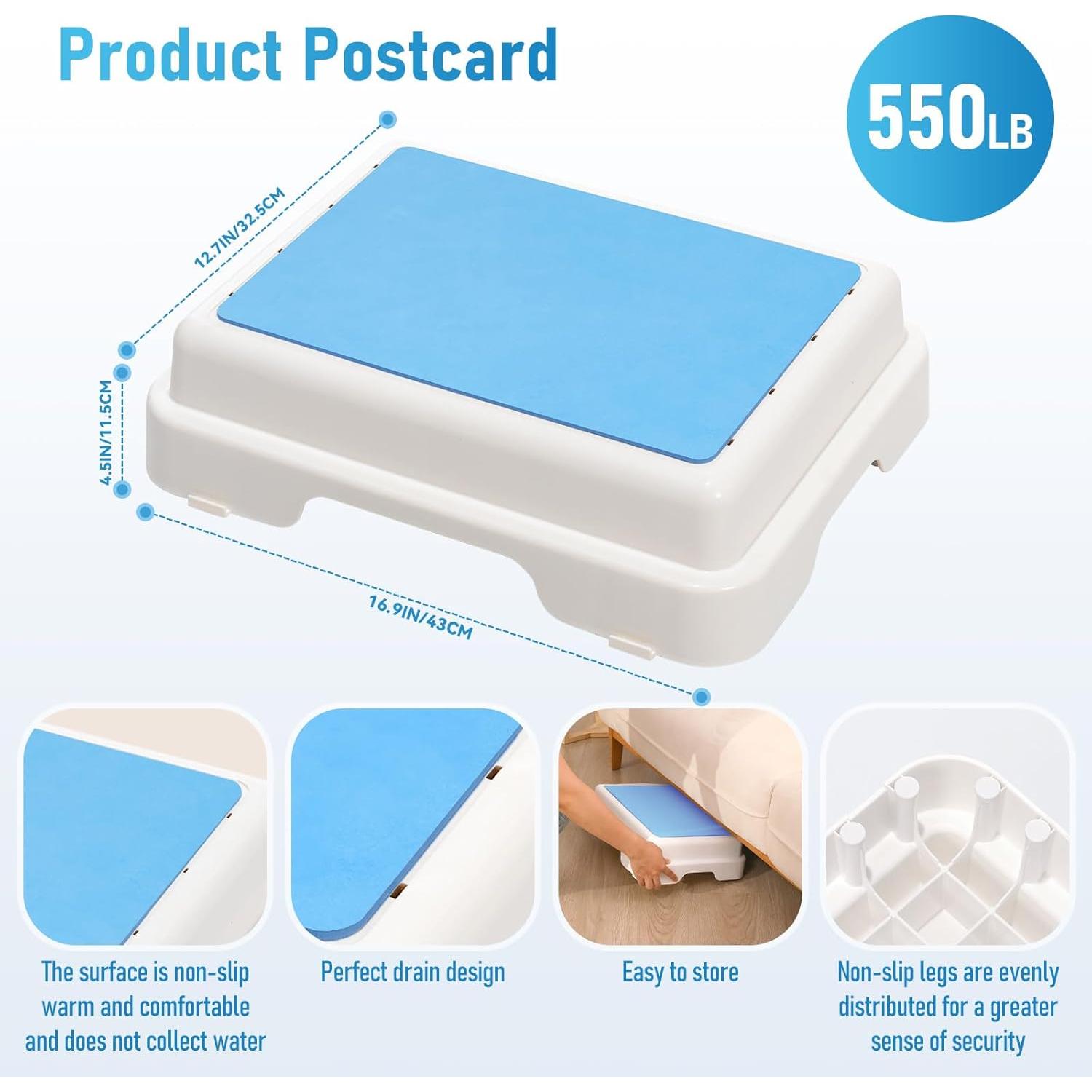 Taburete de Ducha Antideslizante Wefaner 42.9x32.3 cm Azul