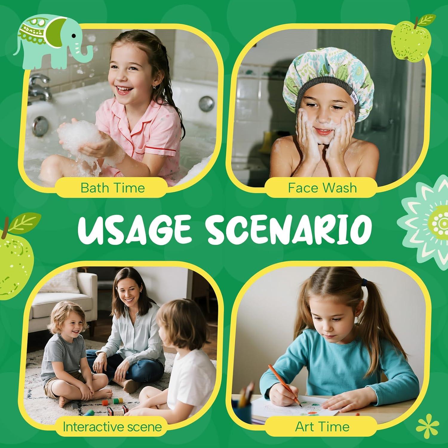 Gorro de Ducha Impermeable Niños Años Calm Verde Menta 28cm