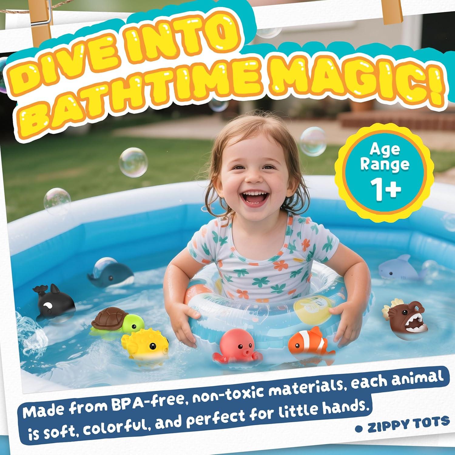 8 Juguetes de Baño Sin Moho Zippytots para Bebés 1-3 Años