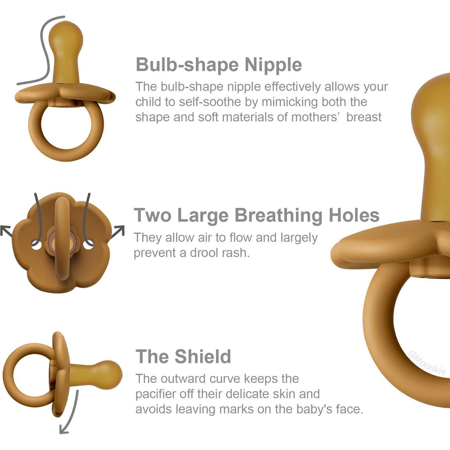 Juego de Chupetes Moonkie Rosa Bebé 0-6 Meses Silicona BPA