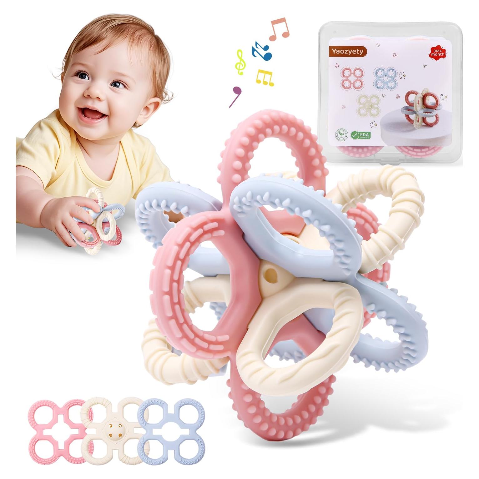 Juguete de Dentición 3 en 1 Yaozyety Rosa Silicona BPA Libre