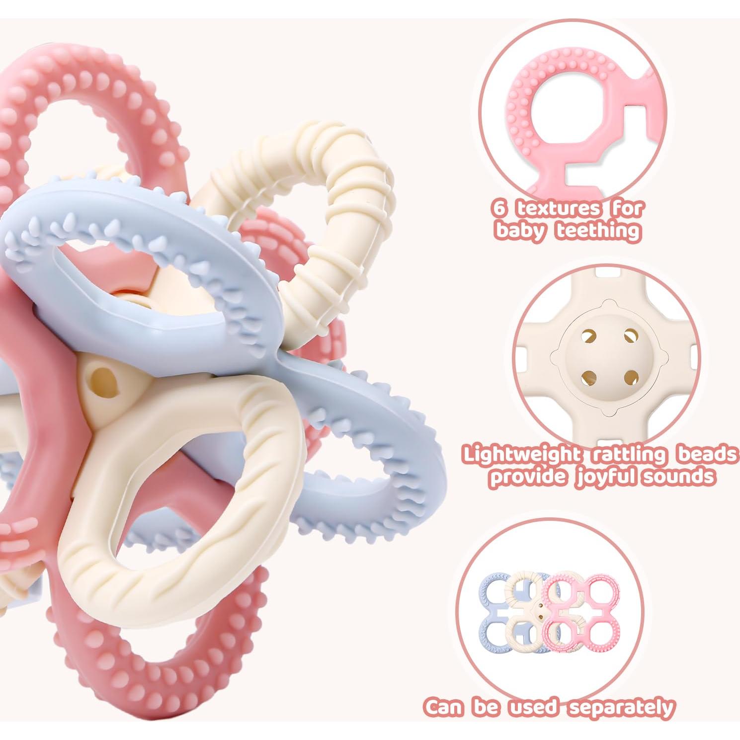 Juguete de Dentición 3 en 1 Yaozyety Rosa Silicona BPA Libre