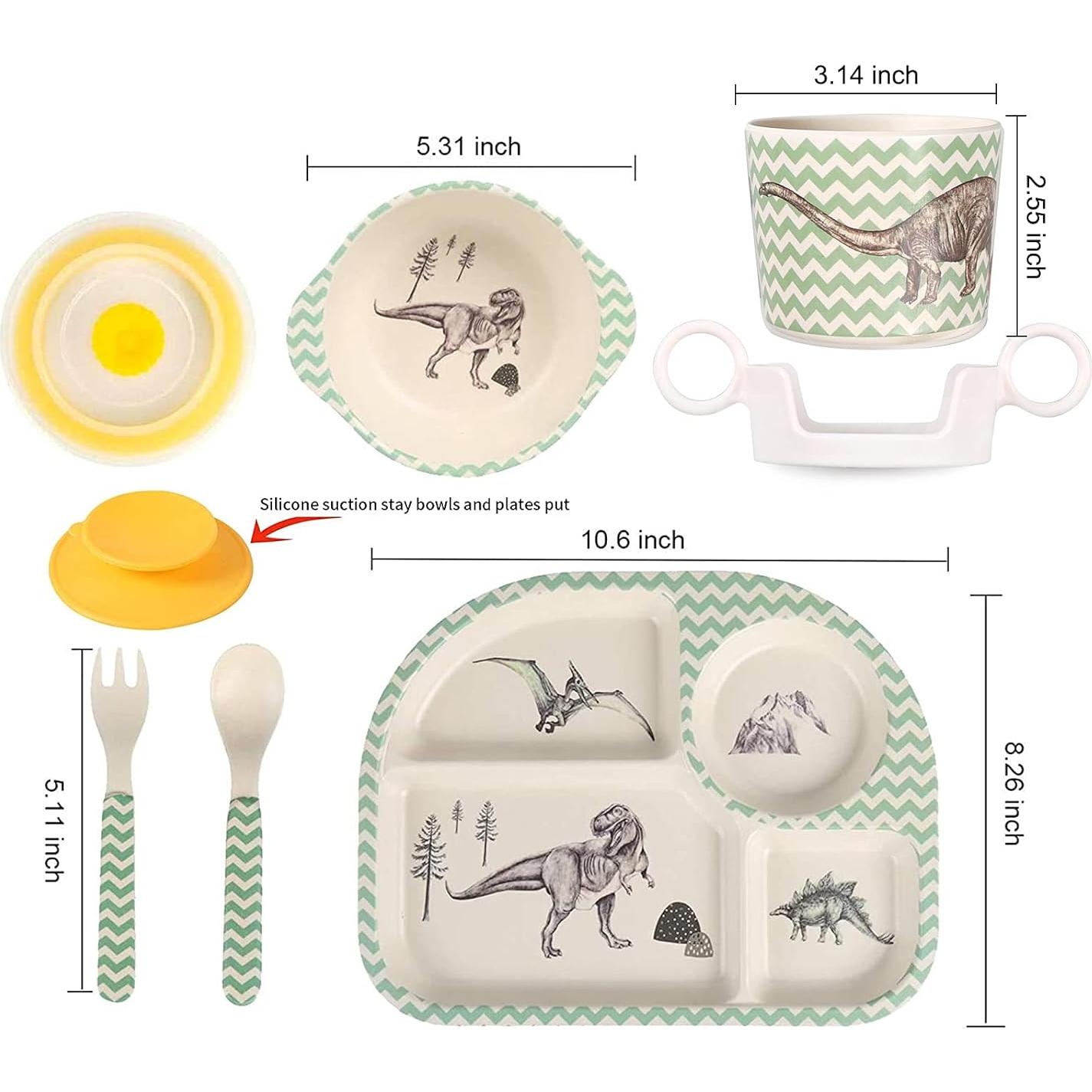 Set de Vajilla para Niños 7 Piezas Shopwithgreen Bambú