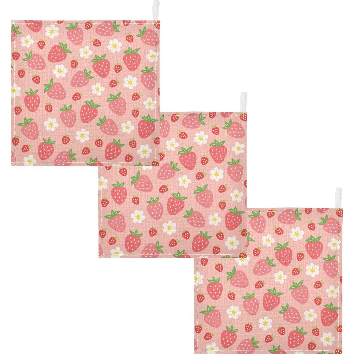 Toallitas de Muselina Moudou Fresa 30x30 cm - 3 Paquete