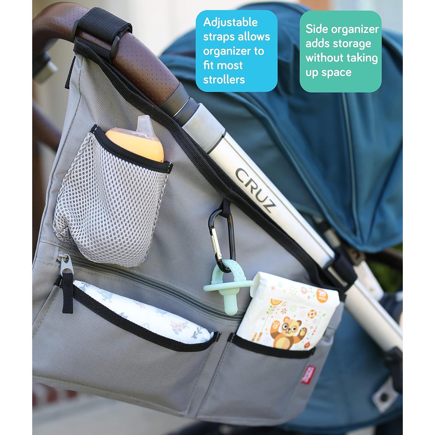 Organizador Lateral para Cochecito Nuby Gris - Almacenamiento Múltiple