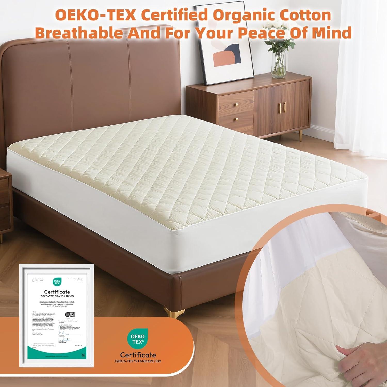 Protector de Colchón King LOFE Algodón Orgánico Impermeable 208x198 cm