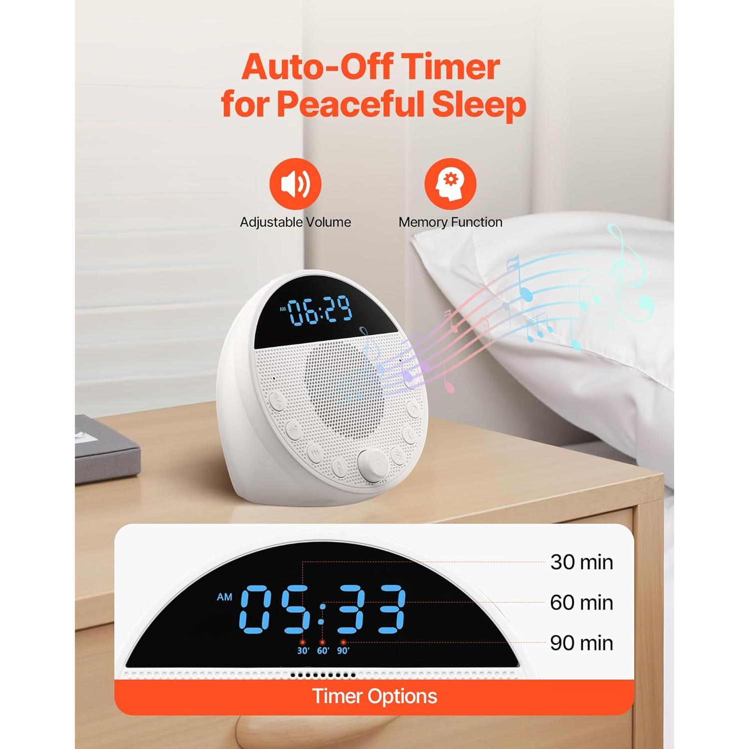 Máquina de Sonido VEVOR 18 Sonidos Calmantes y Luz Nocturna