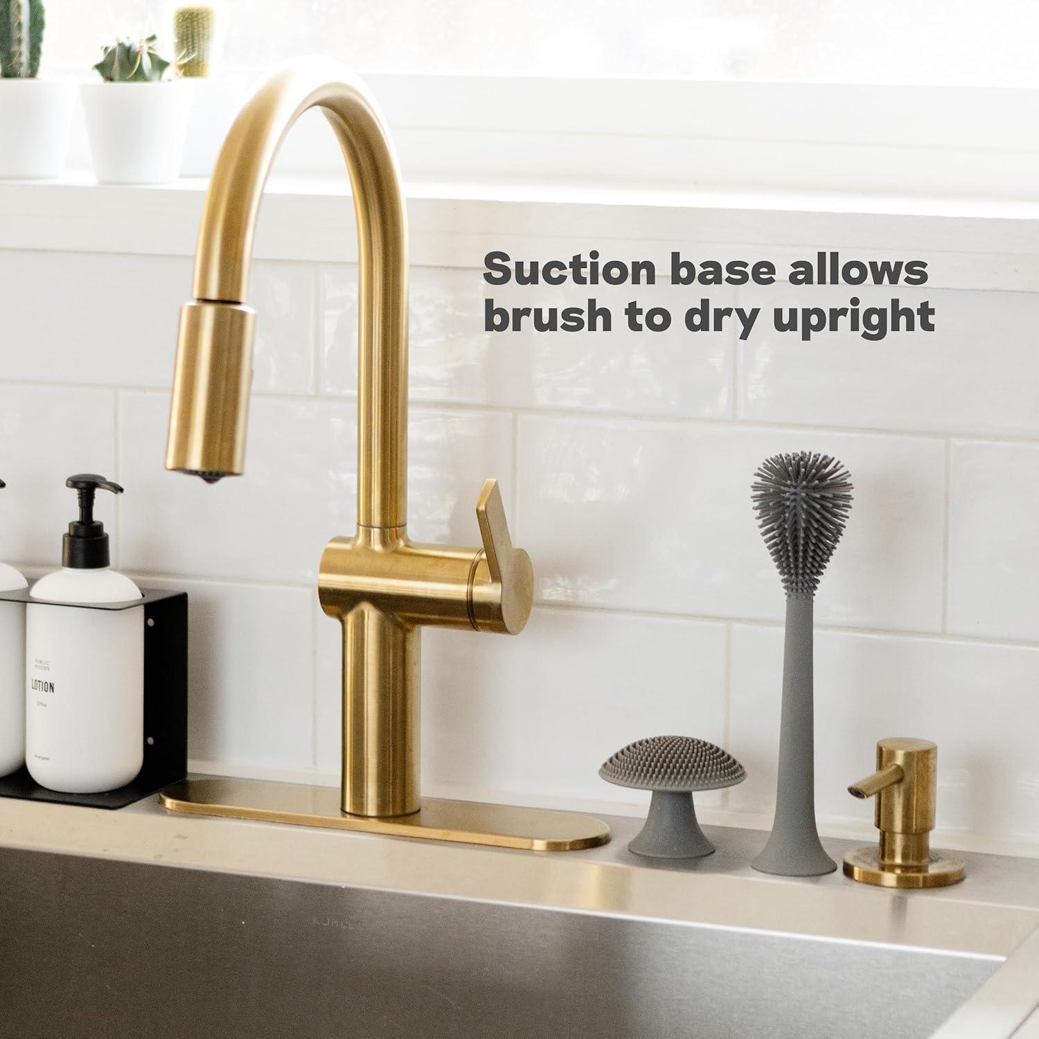 Cepillo de Botella de Silicona ezpz Gris - Mango Largo y Flexible