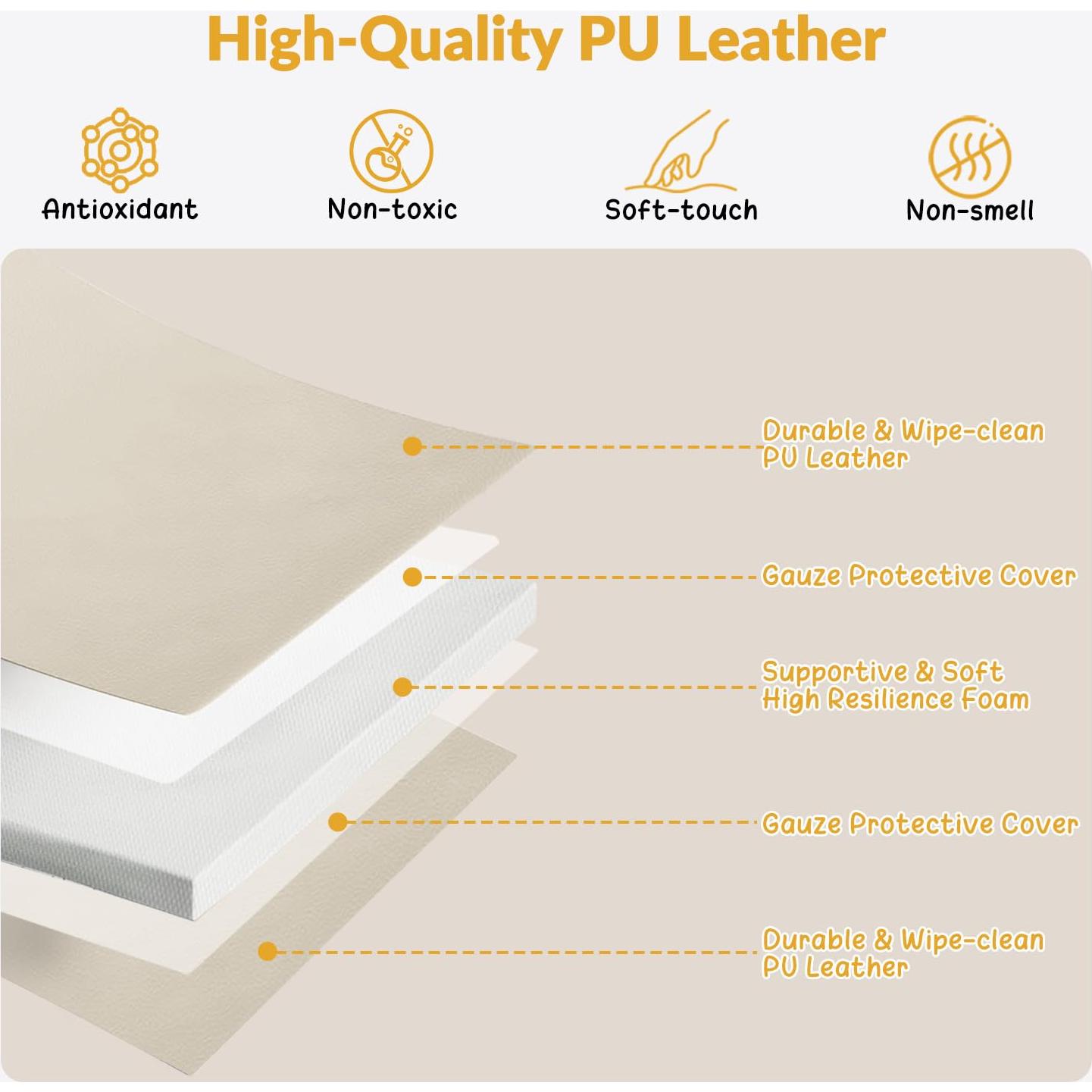 Alfombra de Juego para Bebés Acolchada PU 127x127 cm Beige