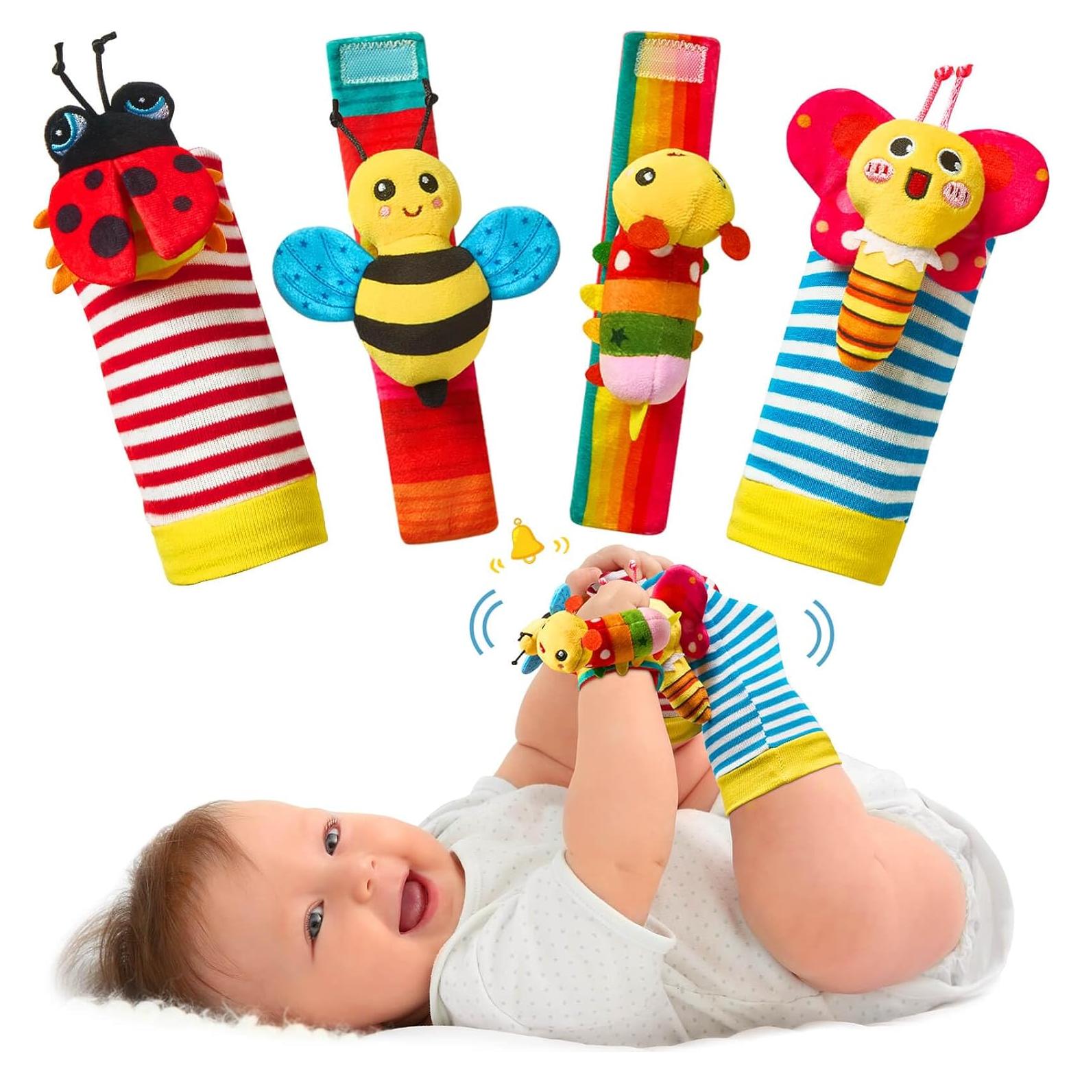 Sonajeros de Muñeca y Calcetines para Bebés 0-12 Meses