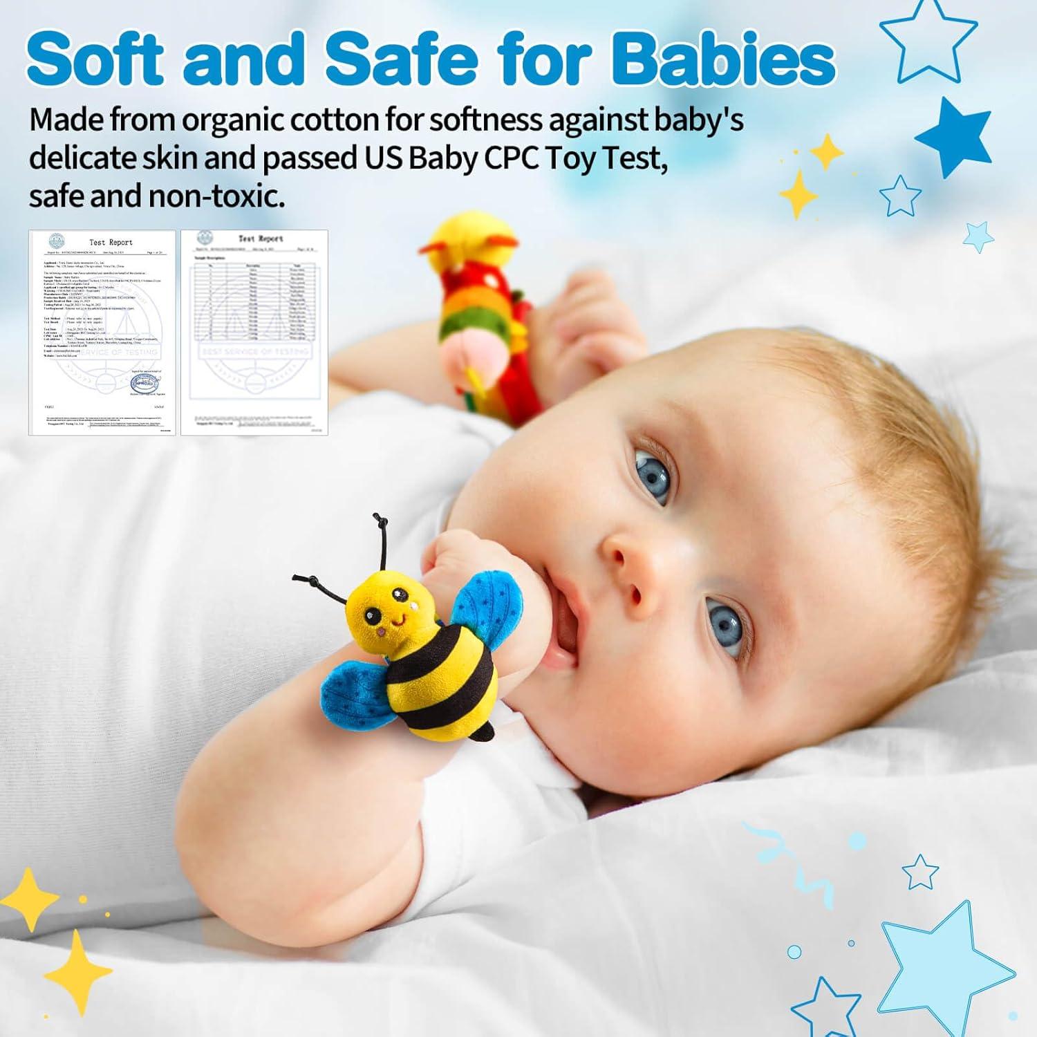 Sonajeros de Muñeca y Calcetines para Bebés 0-12 Meses