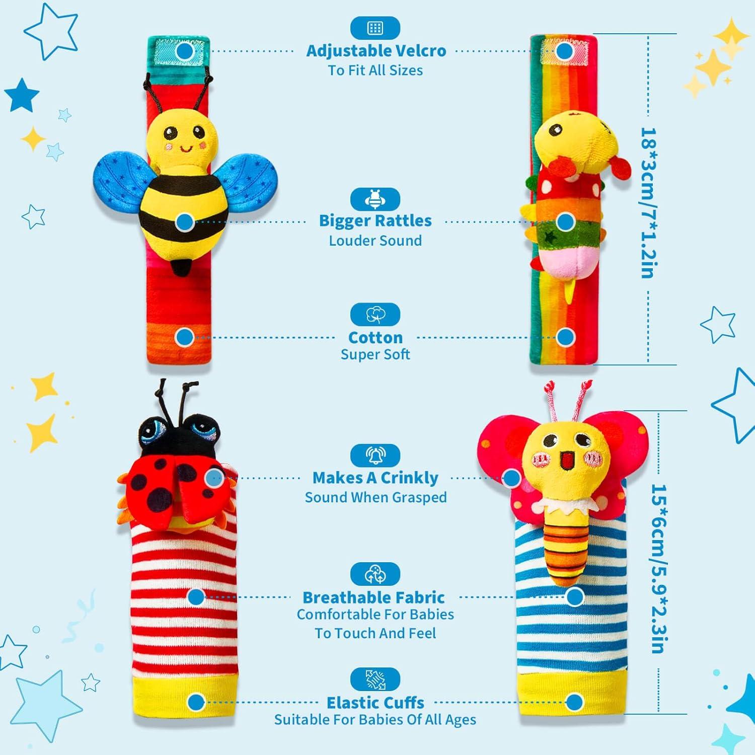 Sonajeros de Muñeca y Calcetines para Bebés 0-12 Meses