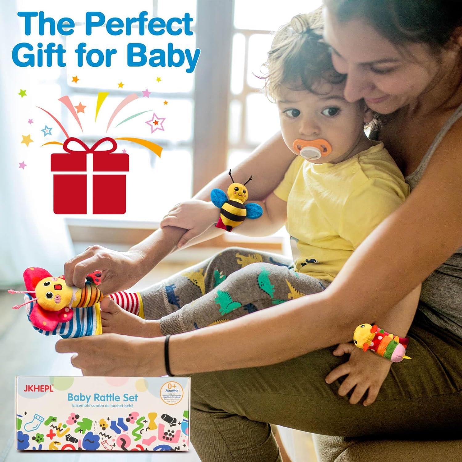 Sonajeros de Muñeca y Calcetines para Bebés 0-12 Meses