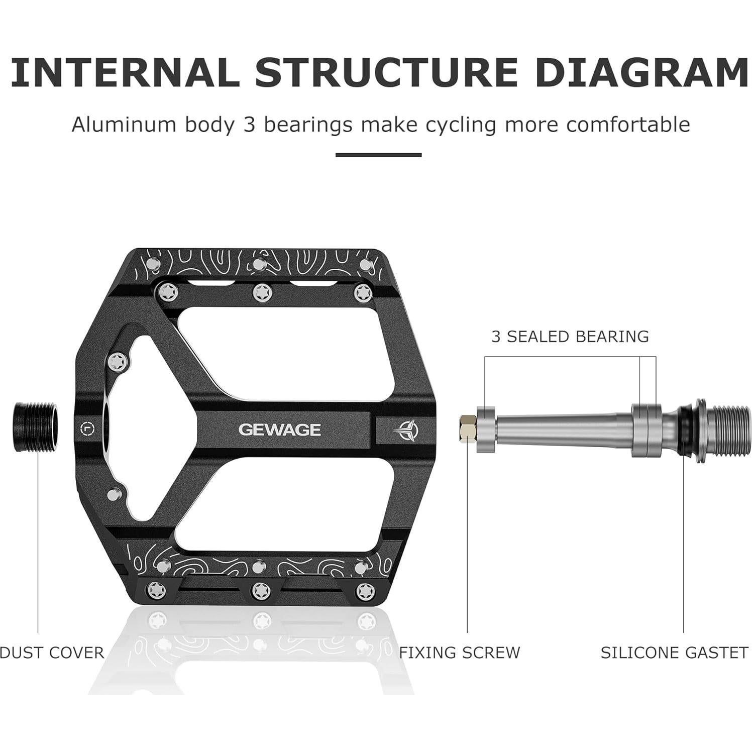 Pedales de Bicicleta GEWAGE Planos Antideslizantes 100x121.5mm