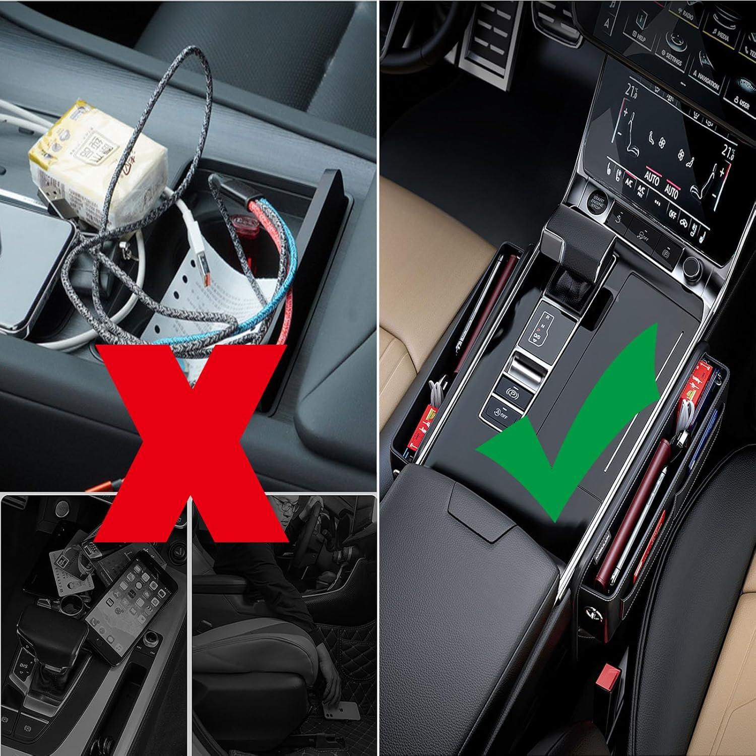 Cxtiy Organizador de Relleno Espacio Asientos Coche 2 Piezas Negro