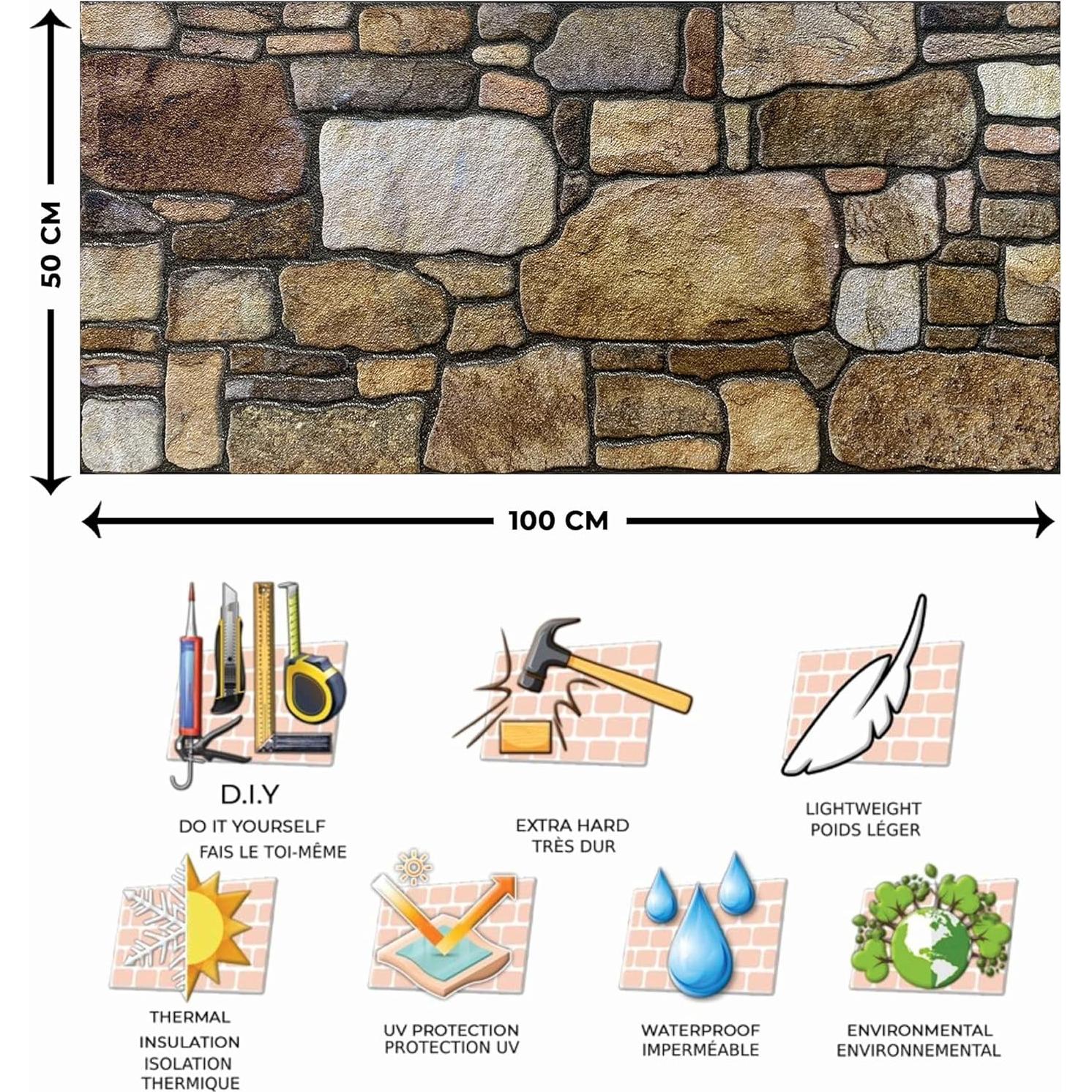 Paneles de Pared 3D Dundee Deco - Muestra 25.4x25.4 cm Piedra Beige