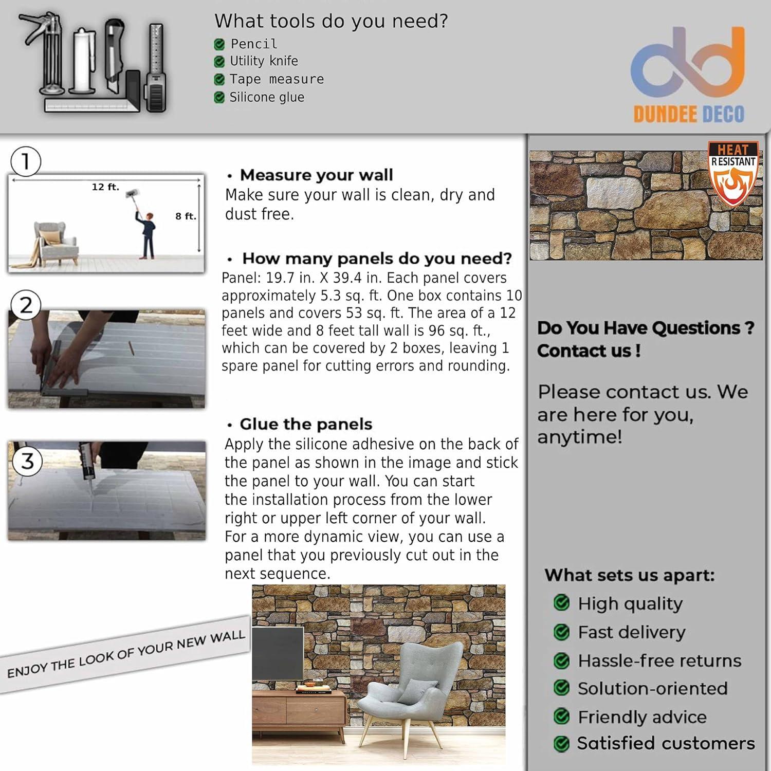 Paneles de Pared 3D Dundee Deco - Muestra 25.4x25.4 cm Piedra Beige