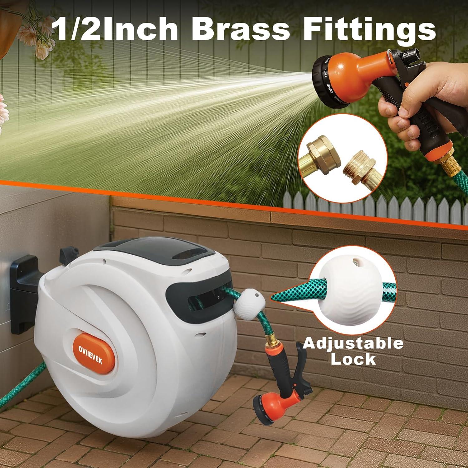 Carrete de Manguera Retráctil 19.81 m OVIIEVEK Montaje Pared